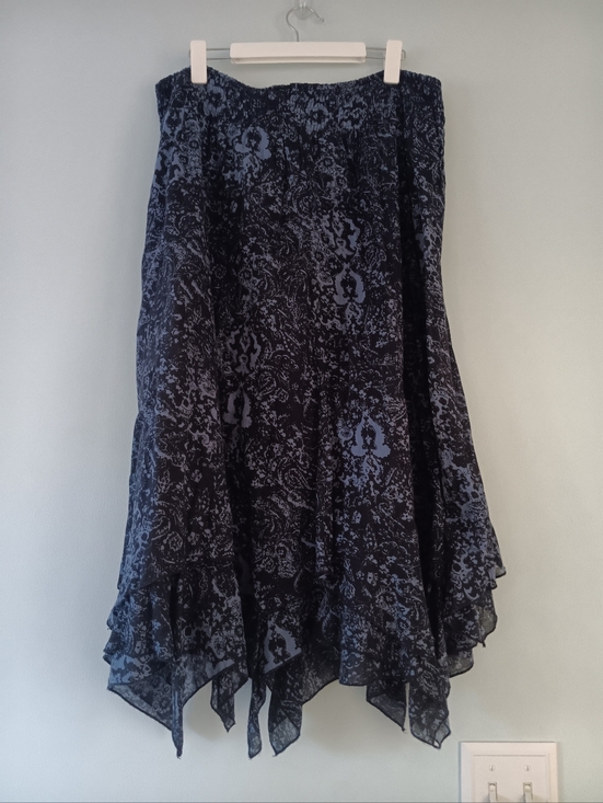 Style & Co. Dresses & Skirts - Style & Co Black Blue Printed Maxi Skirt XL Layered Ruffle Hem Flowy